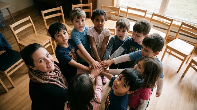 children, group, hands, circle, unity, cooperation, teamwork, adult, teacher, diverse, indoor, classroom, chairs, smiles, expressions, focus, belonging, together, innocence, photo,. Competitor research: a focused business guide for 2027