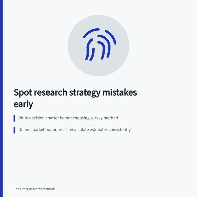 Checklist of market research strategy mistakes to verify before fieldwork. Spotting market research strategy mistakes before they cost money
